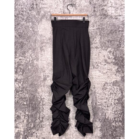 Jacquemus Pants 36 / US 4 Gray Suit Wool Ruched Stacked Runway Trouser Designer - Picture 2 of 8